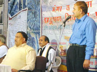 Ganga Exhibition - Prof. Nageshwar Rao VC of UPTROU addressing  students