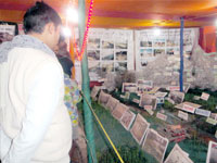 Ganga Exhibition - Visitor watching model presented in exhibition