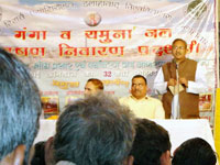 Ch. Jitendra Singh Mayor of Allahabad Dist. addressing local people in Ganga Exhibition