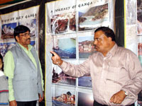 Prof. B. D Tripathi, BHU and Prof. A. C.  Pandey in Ganga Exhibition with the Convener Prof. D. N. S